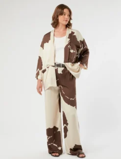 Pantaloni in raso di viscosa - SABBIA