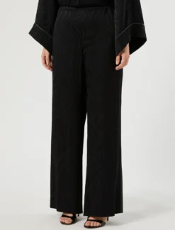 Pantaloni in satin jacquard - NERO
