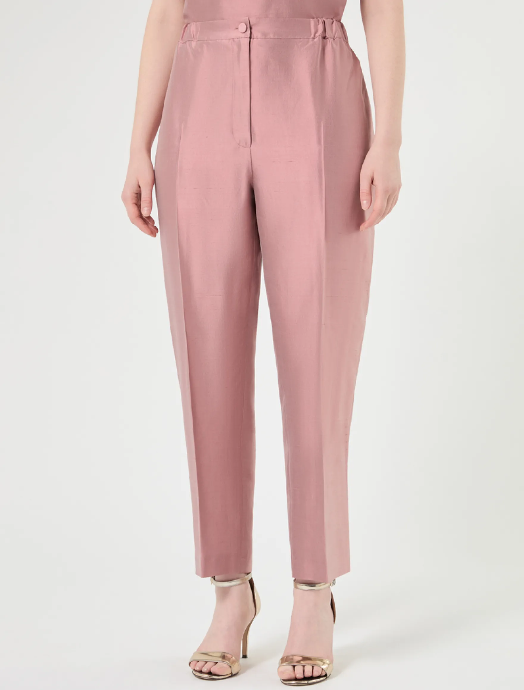 Pantaloni in shantung di pura seta - ROSA