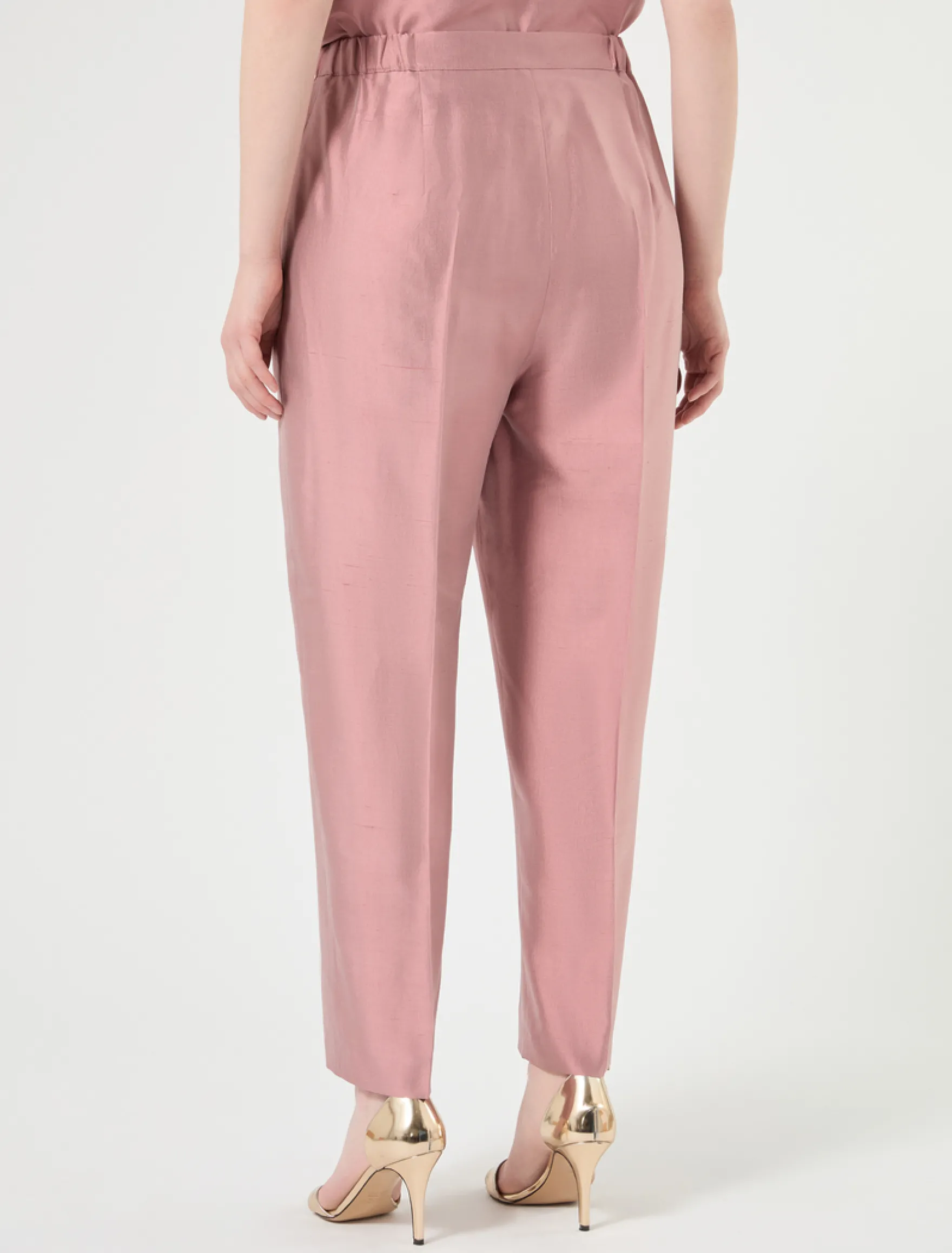 Pantaloni in shantung di pura seta - ROSA