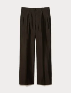 Pantaloni in shantung di seta - MARRONE SCURO