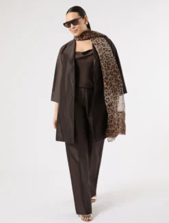 Pantaloni in shantung di seta - MARRONE SCURO