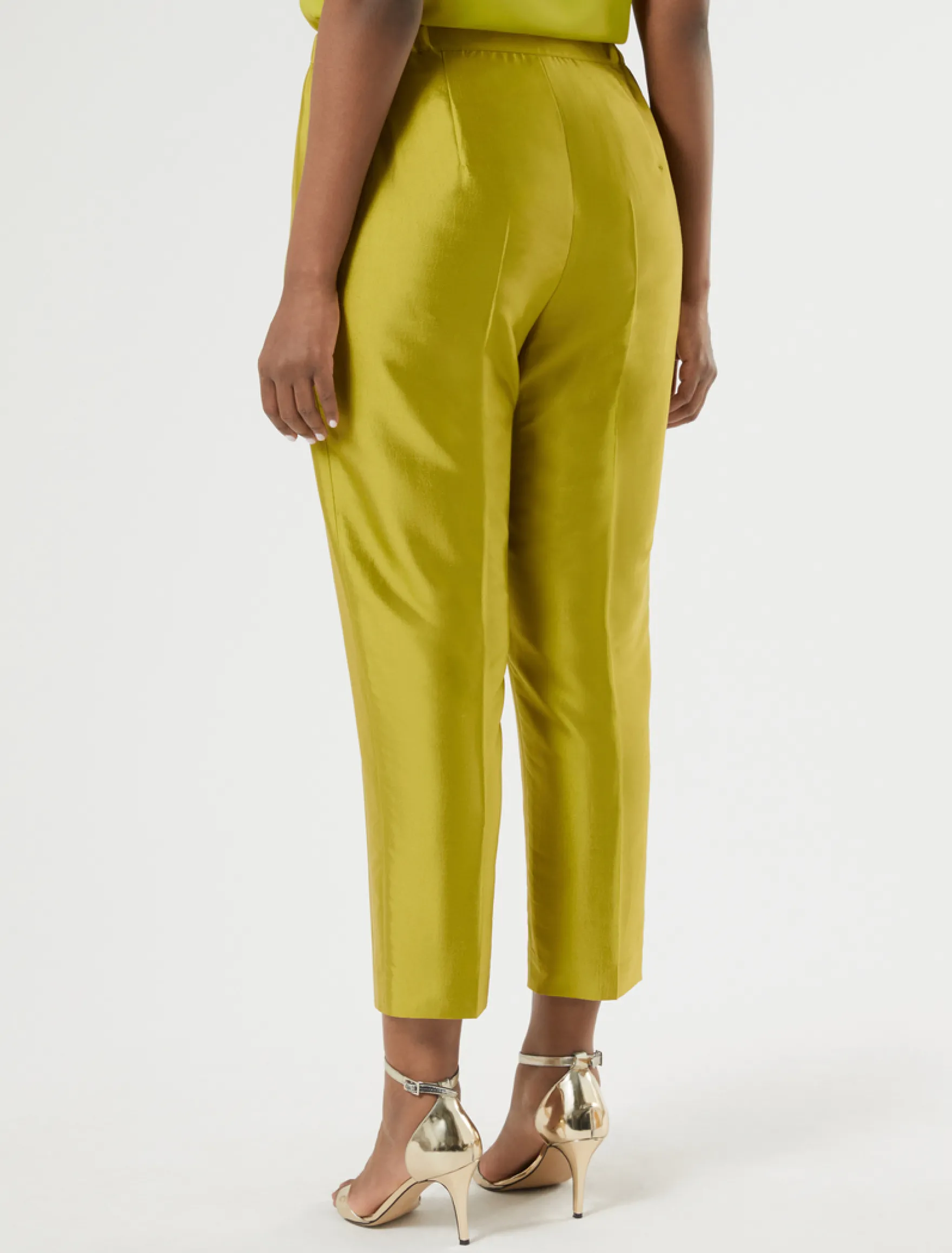 Pantaloni in shantung di seta - VERDE OLIVA