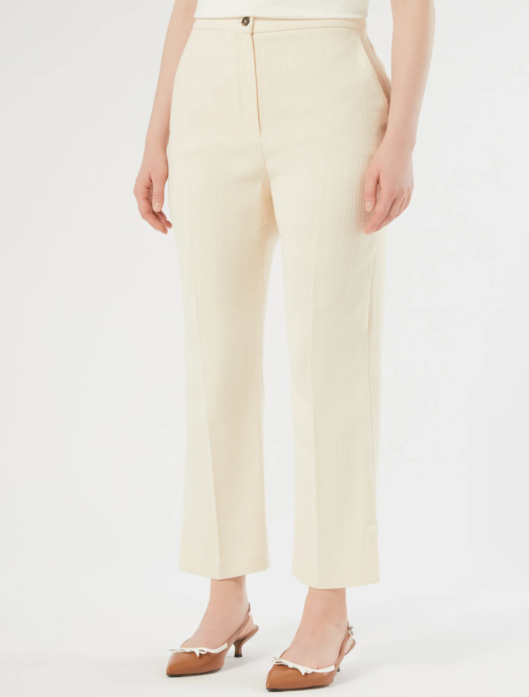 Pantaloni in stuoia di cotone - BIANCO AVORIO