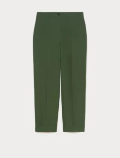 Pantaloni in tela di cotone - VERDE SCURO