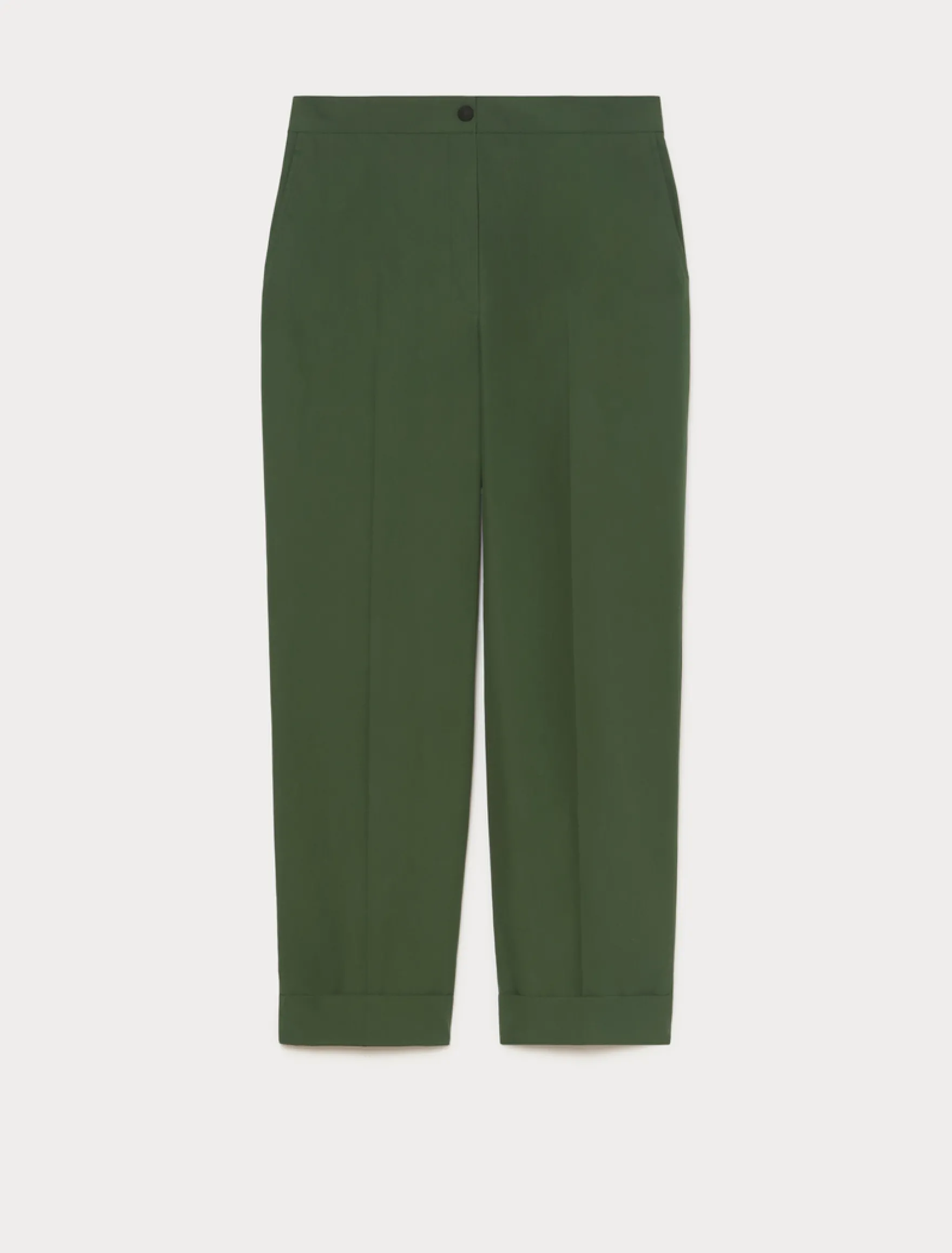 Pantaloni in tela di cotone - VERDE SCURO