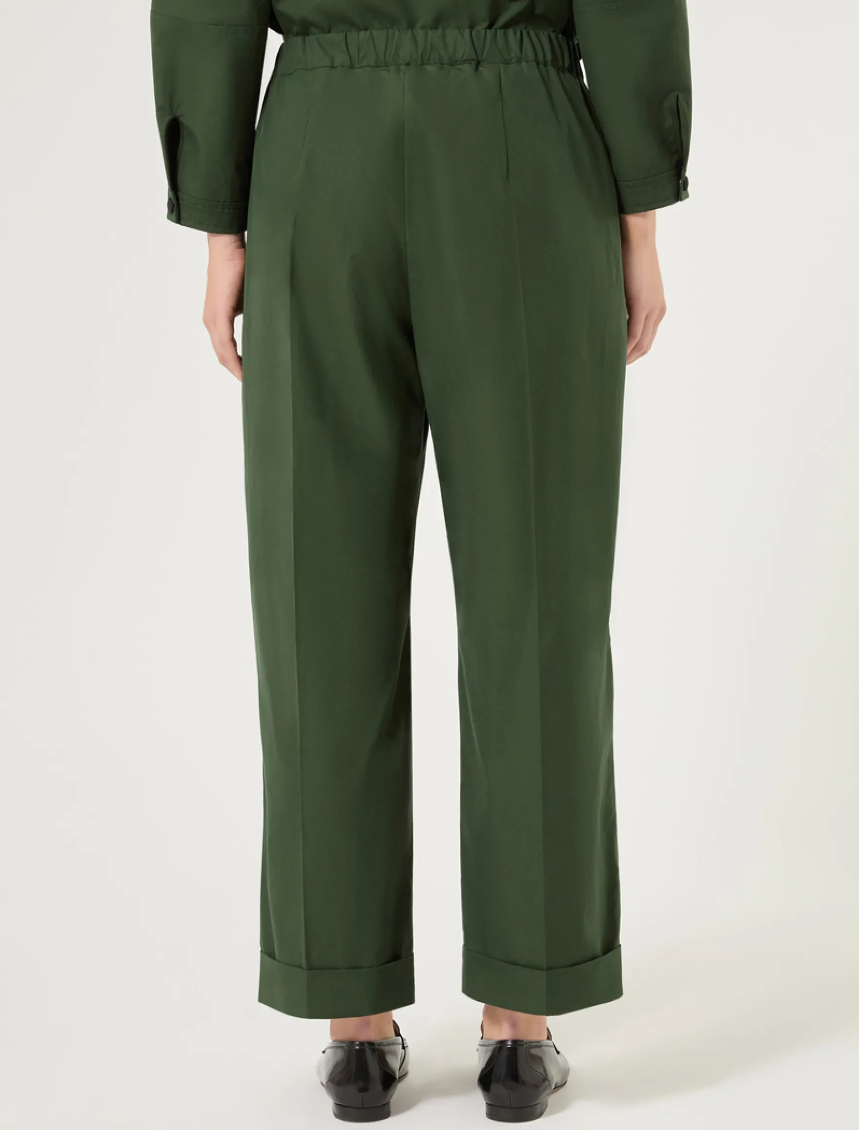 Pantaloni in tela di cotone - VERDE SCURO
