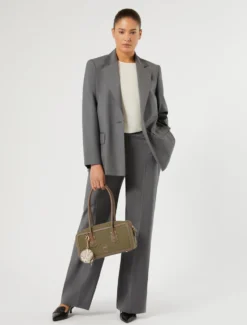 Pantaloni in tela di lana - GRIGIO SCURO