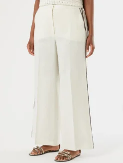 Pantaloni in tela di lino - AVORIO