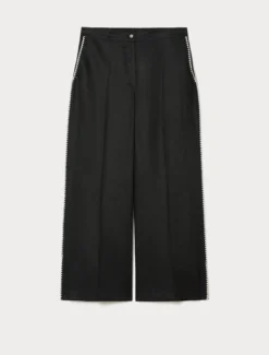 Pantaloni in tela di lino - NERO