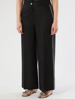 Pantaloni in tela di lino - NERO