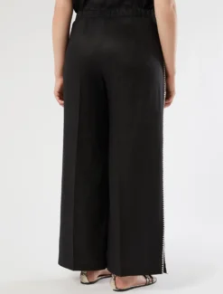 Pantaloni in tela di lino - NERO