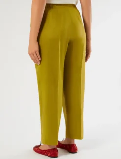 Pantaloni in tela di lino - VERDE OLIVA