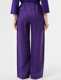 Pantaloni in tela di lino - VIOLA