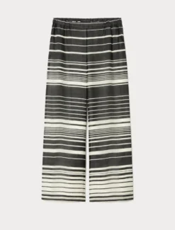 Pantaloni in tela di ramiè - NERO BIANCO