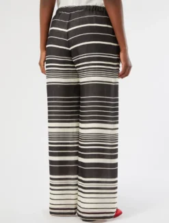 Pantaloni in tela di ramiè - NERO BIANCO