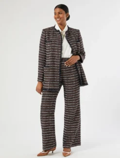 Pantaloni in tessuto ammagliato - BLU MARRONE