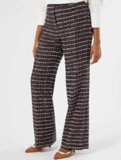 Pantaloni in tessuto ammagliato - BLU MARRONE