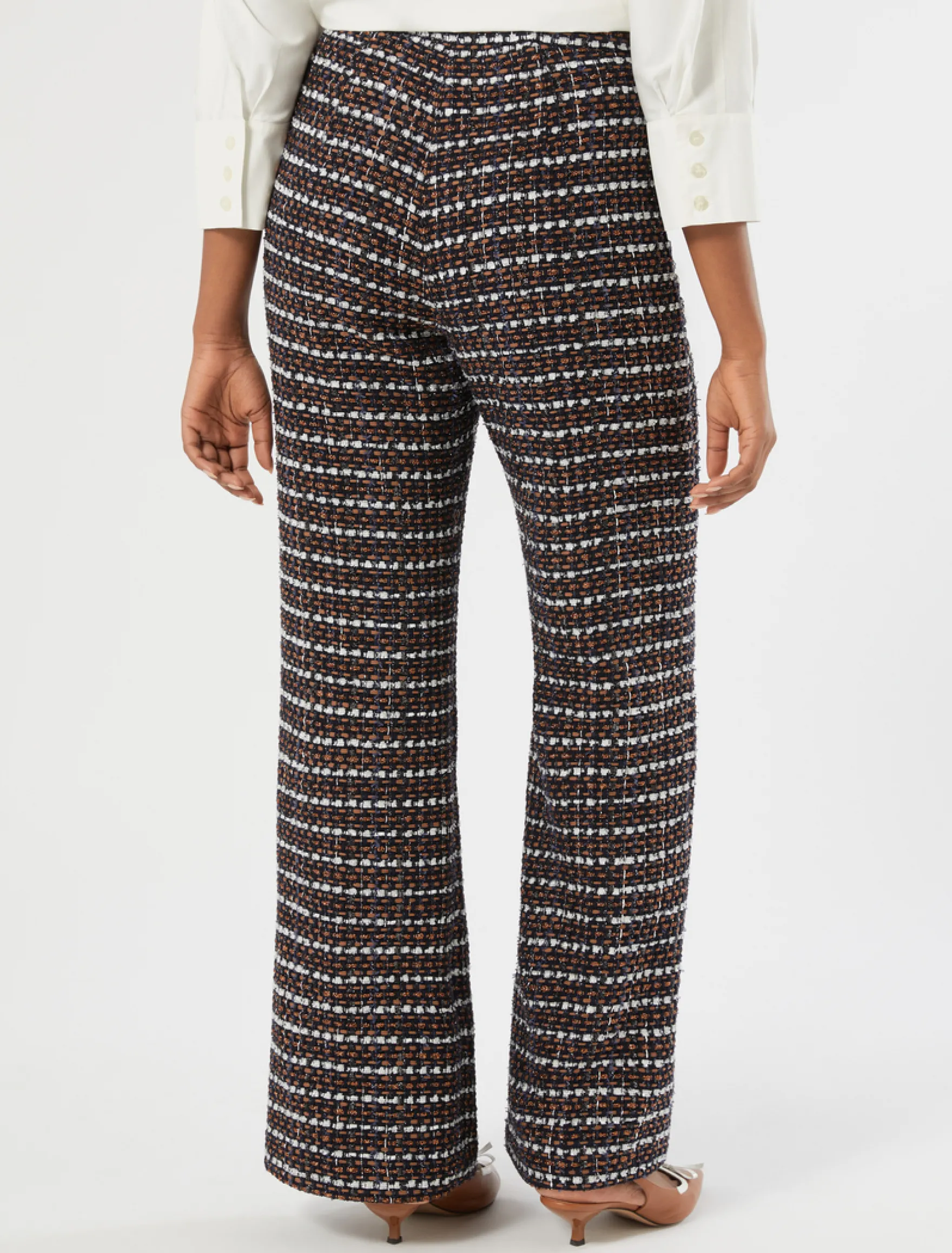 Pantaloni in tessuto ammagliato - BLU MARRONE