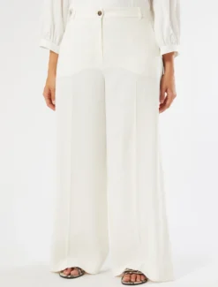 Pantaloni in twill di lino stretch - AVORIO