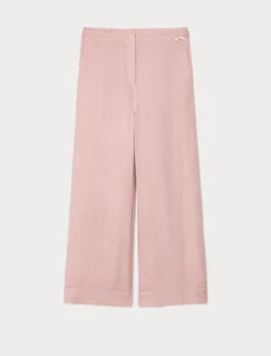 Pantaloni in twill di ramiè - ROSA ANTICO