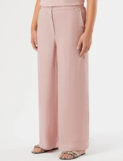 Pantaloni in twill di ramiè - ROSA ANTICO