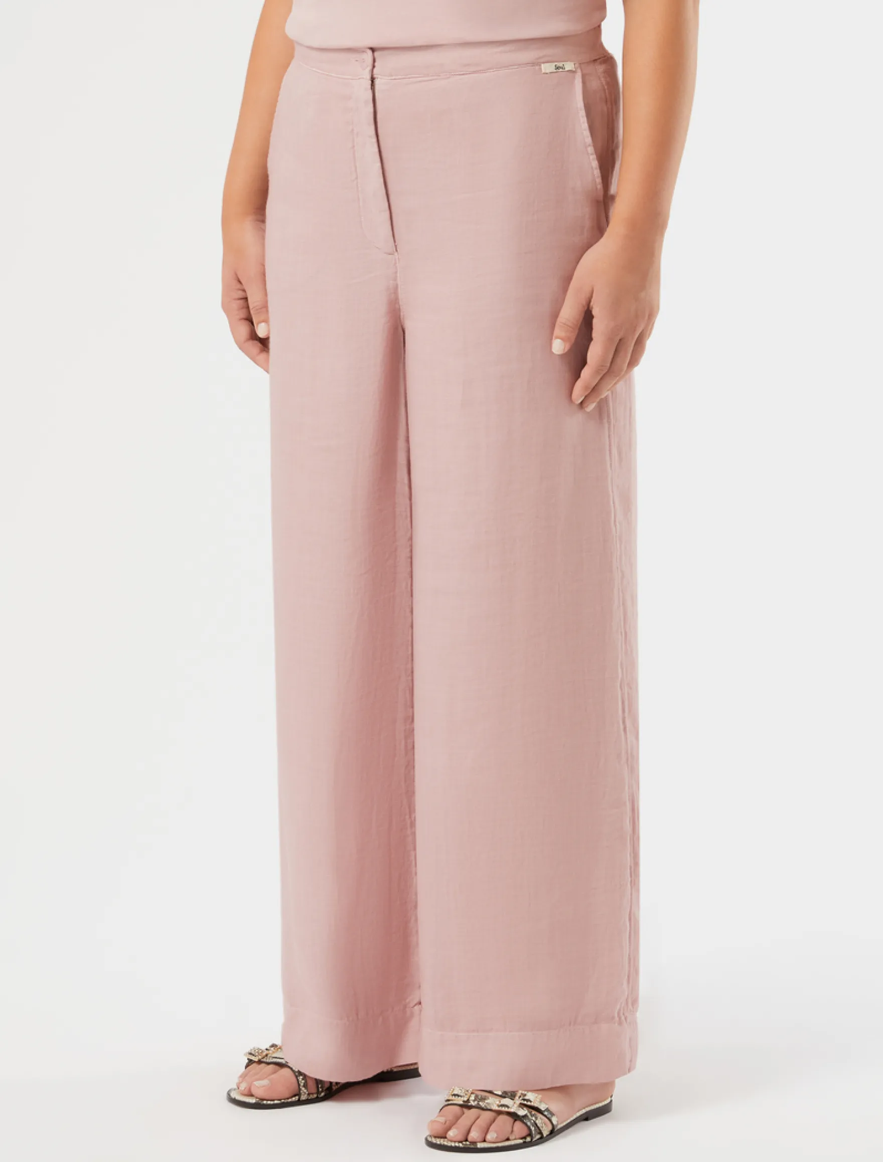 Pantaloni in twill di ramiè - ROSA ANTICO