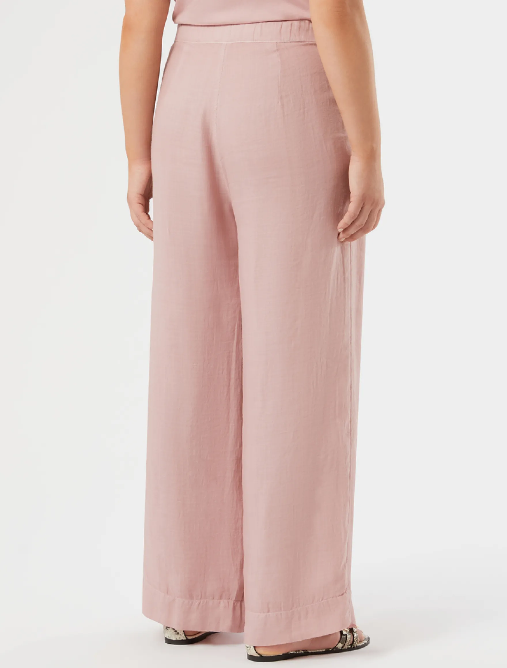 Pantaloni in twill di ramiè - ROSA ANTICO