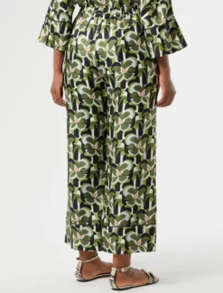 Pantaloni in twill di seta - VERDE OLIVA