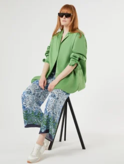 Pantaloni in twill stampato - BIANCO AVORIO