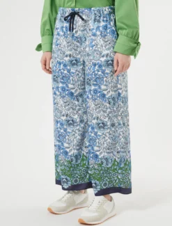 Pantaloni in twill stampato - BIANCO AVORIO
