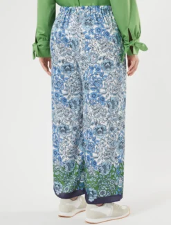 Pantaloni in twill stampato - BIANCO AVORIO