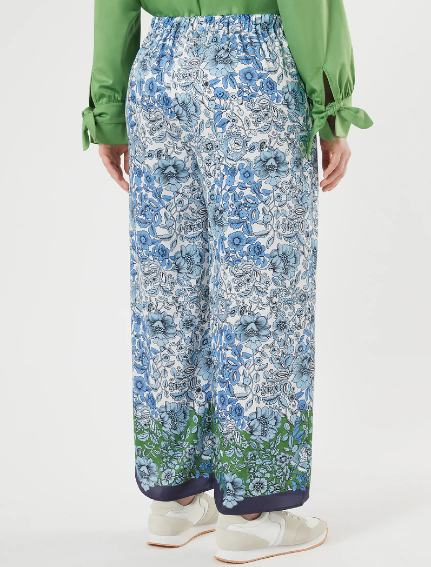 Pantaloni in twill stampato - BIANCO AVORIO