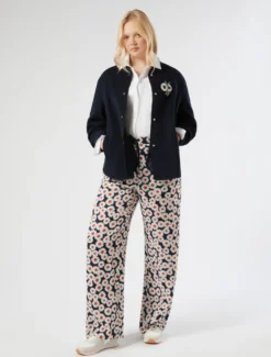 Pantaloni in twill stampato - BLU MARINO