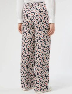 Pantaloni in twill stampato - BLU MARINO