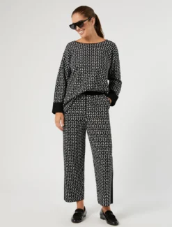 Pantaloni in viscosa - NERO BIANCO
