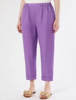 Pantaloni jogging in twill di lino - VIOLA