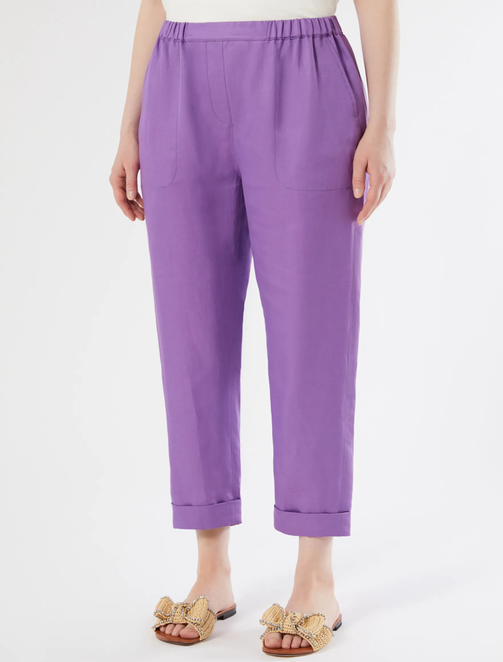Pantaloni jogging in twill di lino - VIOLA