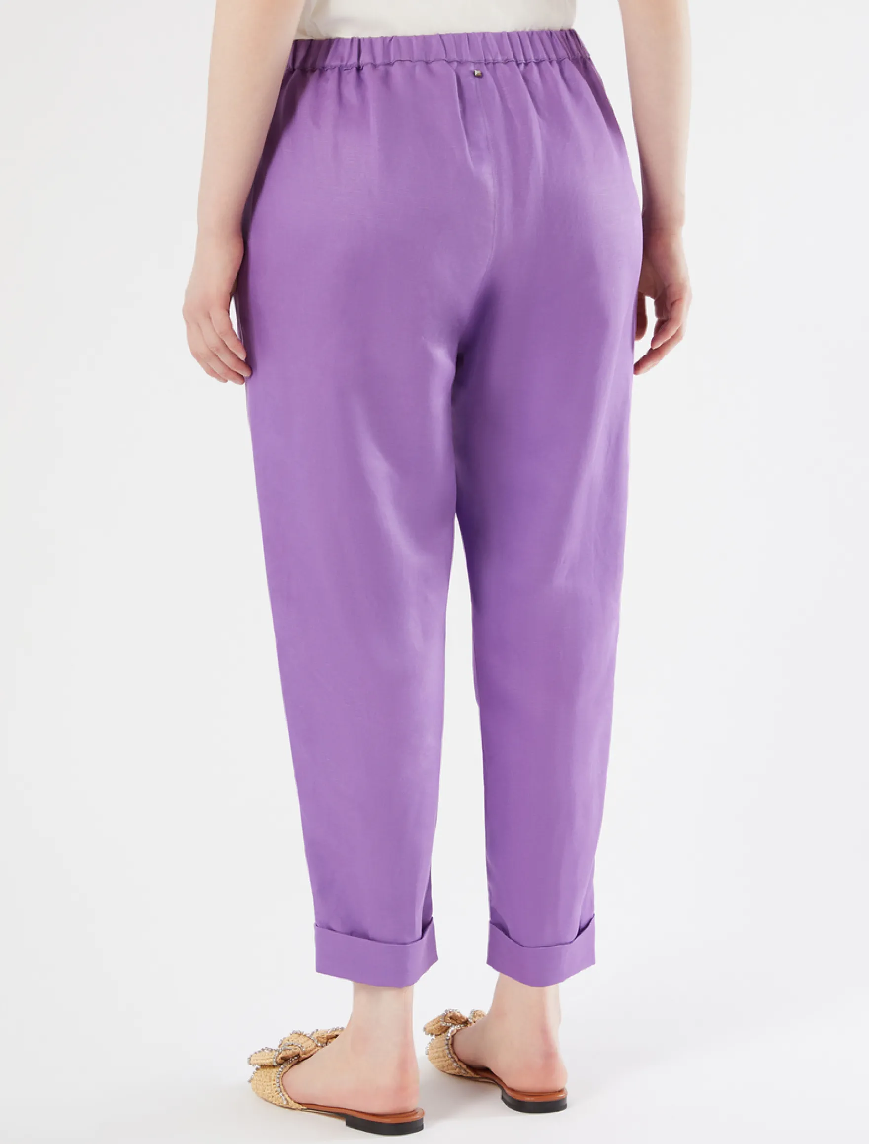 Pantaloni jogging in twill di lino - VIOLA