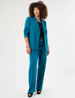 Pantaloni regular in cady stretch - PETROLIO