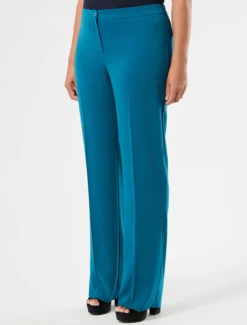 Pantaloni regular in cady stretch - PETROLIO