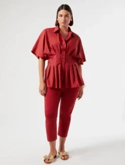 Pantaloni skinny in raso - ROSSO