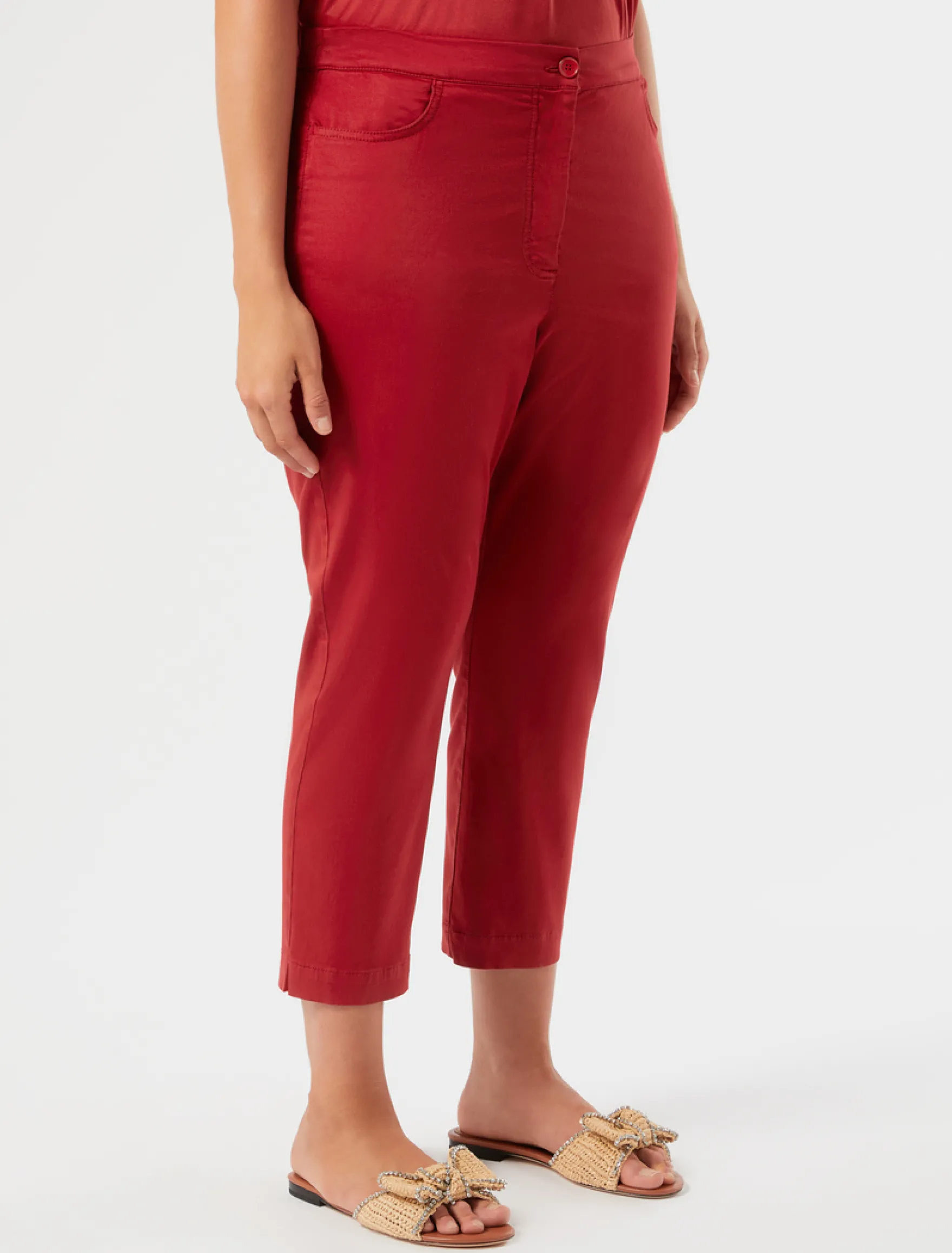 Pantaloni skinny in raso - ROSSO