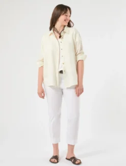 Pantaloni slim fit in cotone e nylon - BIANCO