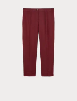 Pantaloni slim fit in puro lino - BORDEAUX