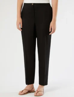 Pantaloni slim fit in puro lino - NERO