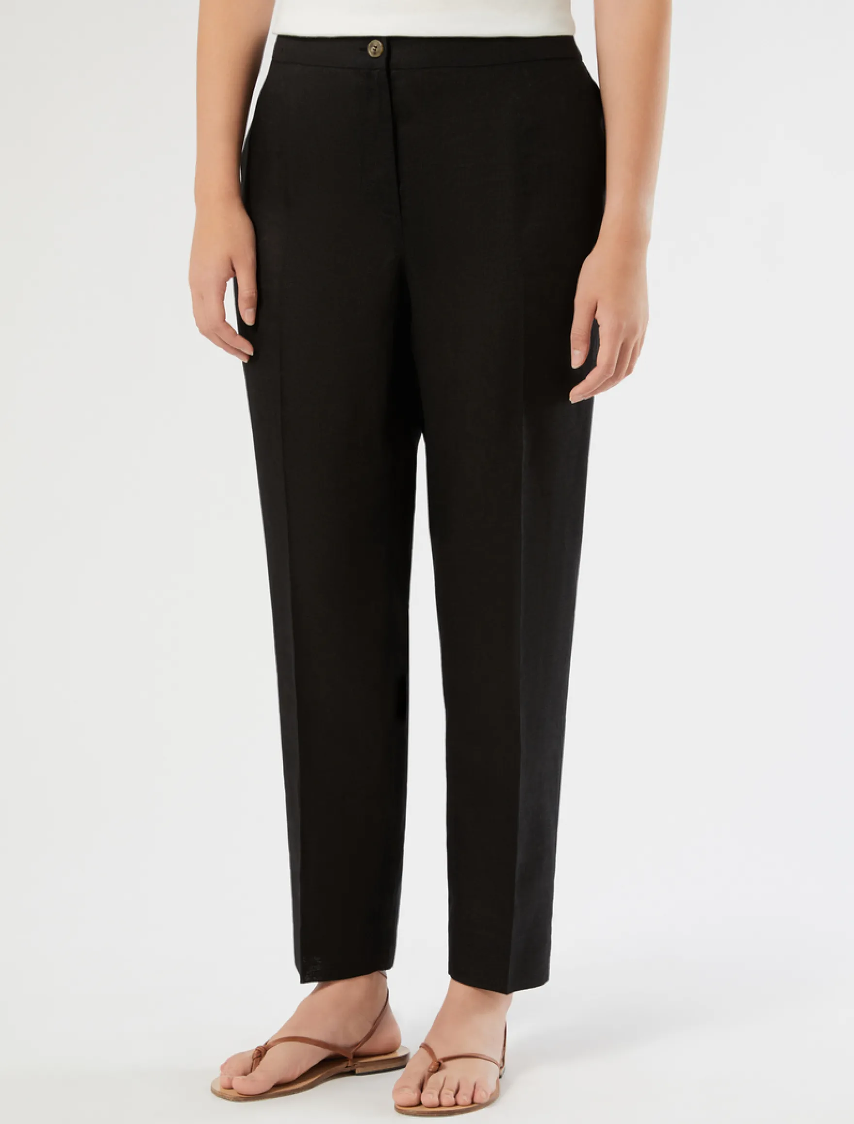 Pantaloni slim fit in puro lino - NERO