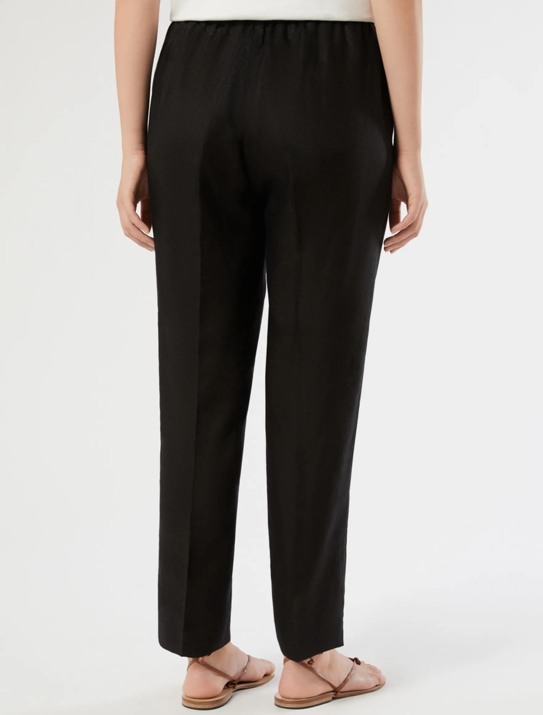 Pantaloni slim fit in puro lino - NERO