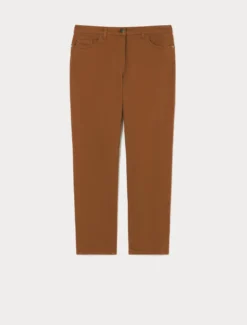 Pantaloni slim in cotone - MARRONE