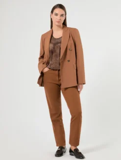 Pantaloni slim in cotone - MARRONE